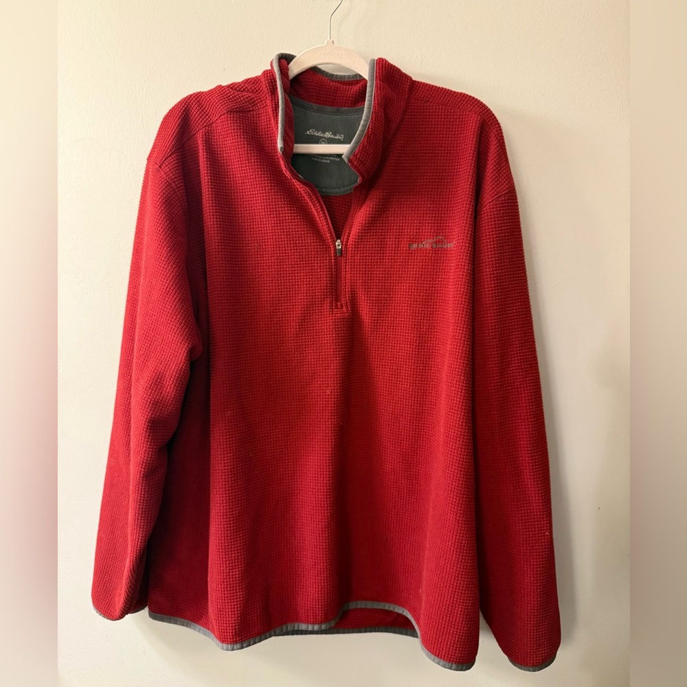 Eddie Bauer Red and Gray Textured 1/4 zip pullover Men’s 3XL